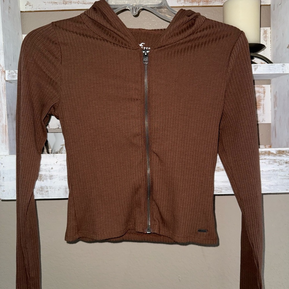 Hollister Chocolate Ribbed Hoodie